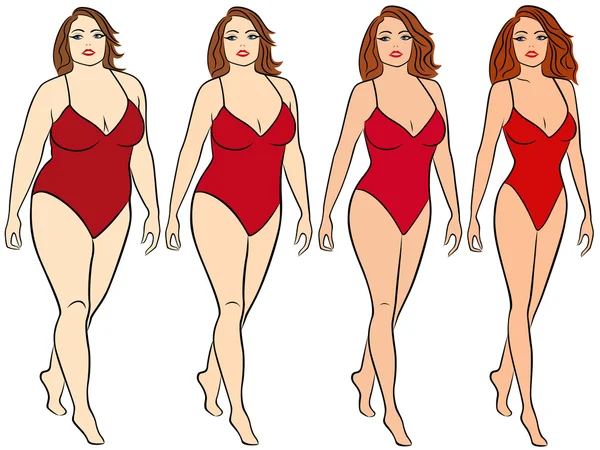 Mujer en camino a perder peso — Vector de stock