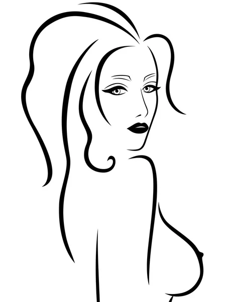 Mujer joven abstracta con un pecho desnudo — Vector de stock