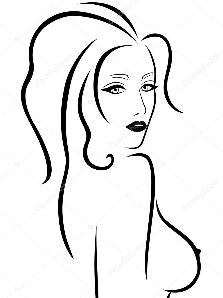 Abstract young woman with a naked breast Stock Vector by ©natreal 68311857