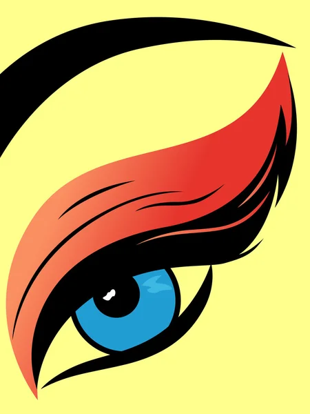 Colourful eye with fluffy eyelid close-up — Stock Vector