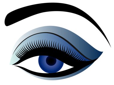 Eye with fluffy eyelid in blue hues clipart