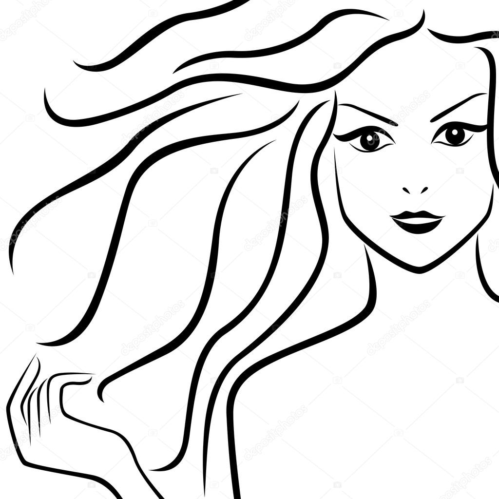 Abstract beautiful girl with flowing hair