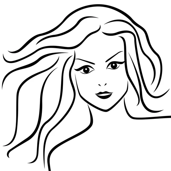 Mujer joven abstracta con el pelo fluido — Vector de stock