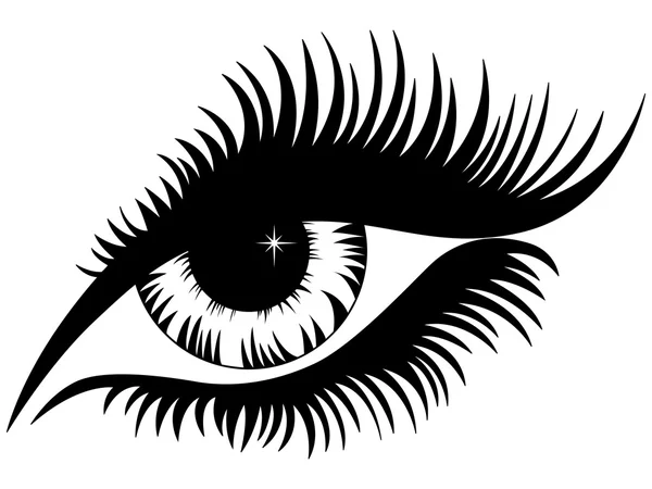 Жіноче око чорний силует ізольовано над білим — стоковий вектор