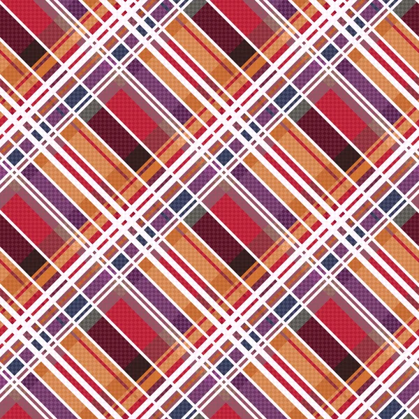 Diagonal tartan seamless texture mainly in warm hues — Stock Vector