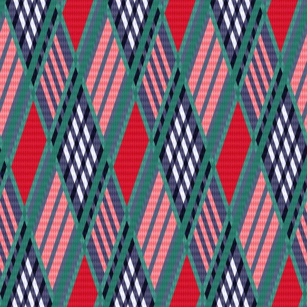 Tartan seamless rhombus texture red and blue — Stock Vector