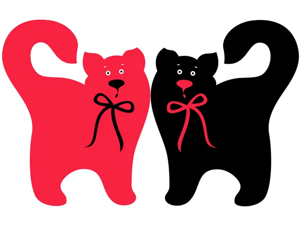 Rode en zwarte elegante katten — Stockvector