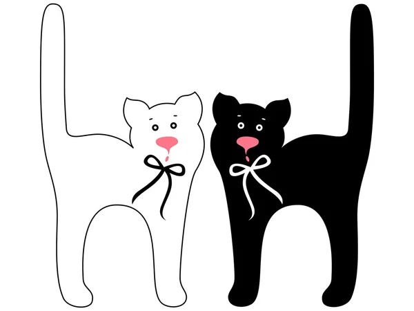 In bianco e nero gatti divertenti — Vettoriale Stock