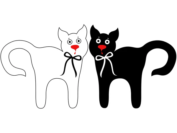 Μαύρο και άσπρο διασκεδαστικό γάτες — Διανυσματικό Αρχείο