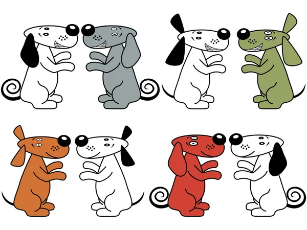 Quatre paires de chiens amusants — Image vectorielle