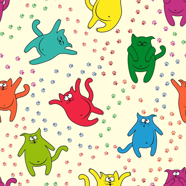 Nahtloses Muster mit lustigen Katzen — Stockvektor
