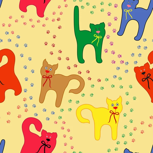 İzleri arka plan üzerinde komik kediler