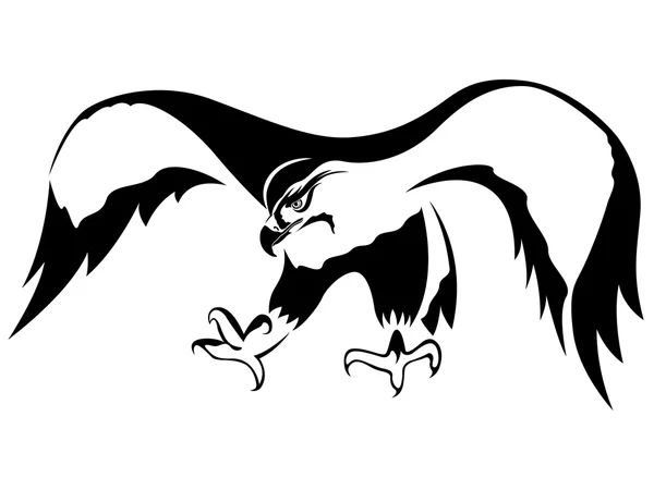 広い翼を持つ鷹の攻撃 — ストックベクタ