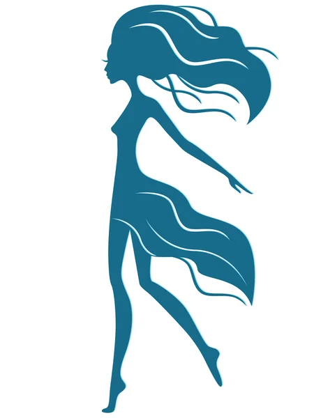 Graceful girl with waving hair in motion — Wektor stockowy