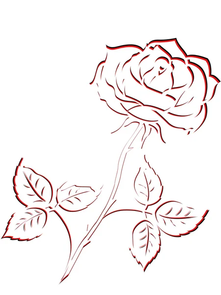 黑色和红色的玫瑰花朵轮廓 — 图库矢量图片