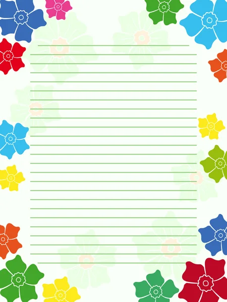 Bloc-notes vide blanc avec cadre floral — Image vectorielle
