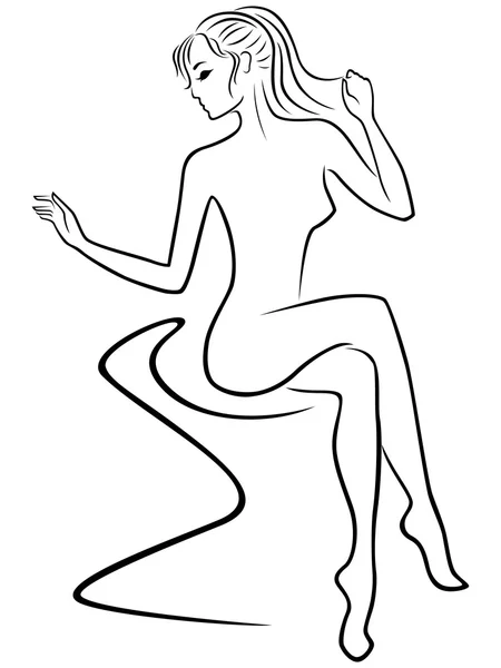 Femme gracieuse assise sur le canapé — Image vectorielle