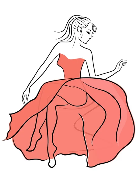 Lady σε διαφανές φόρεμα σε ένα καναπέ — Διανυσματικό Αρχείο