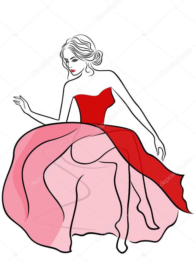 Drawing Pink Trendy Dresses Pink Dress Fashion Illustration