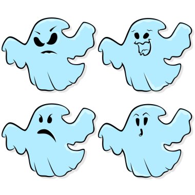 Dört hayaletlerin beyaz bir arka plan üzerinde izole