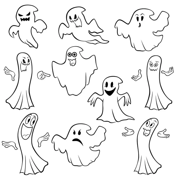 Conjunto de diez contornos fantasma — Vector de stock