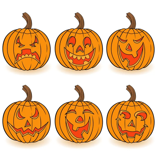 Halloween sada šesti dýní — Stockový vektor