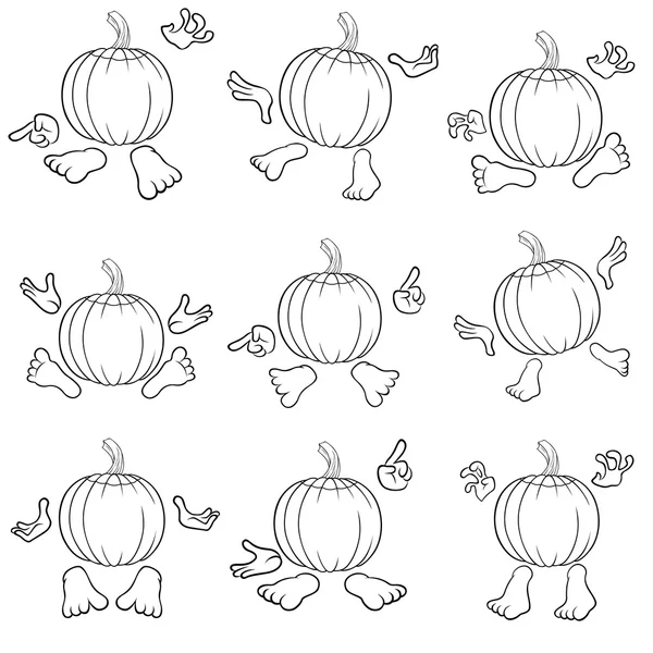 Contouren van grappige pumpkins bekijken vanaf de achterkant — Stockvector