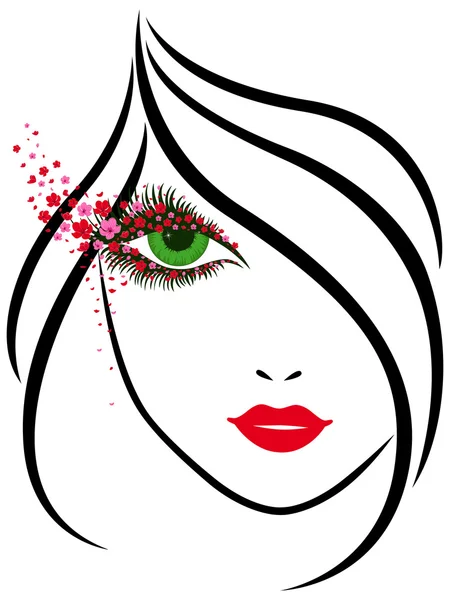 Beautiful girl with charming floral eyes — Stock Vector
