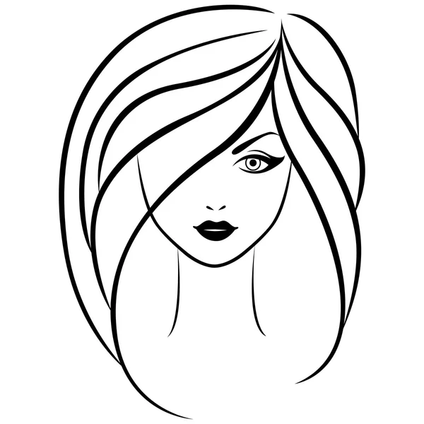 Abstract outline portrait of young girl Vector Graphics