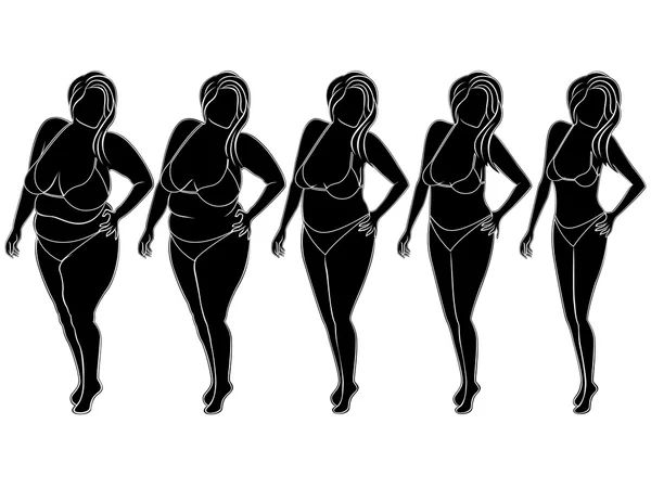 Abstraktní ženy na cestě k hubnutí — Stockový vektor