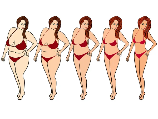 Женщина на пути к похудению — стоковый вектор