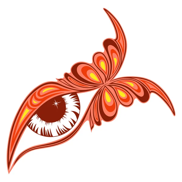 人間の目のカラフルな蝶のパターン — ストックベクタ