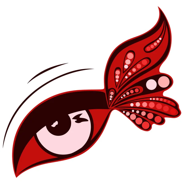 Lidské oko s barevným vzorem křídla motýlí — Stockový vektor