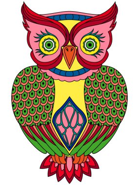 Renkli büyük ciddi baykuş