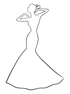 Soyut şık kadınlar uzun elbise