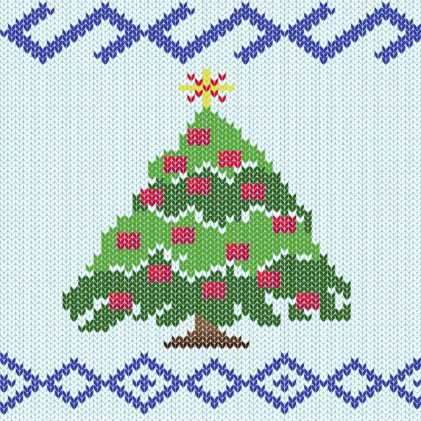 Arbre de Noël avec tricot détails ornés — Image vectorielle