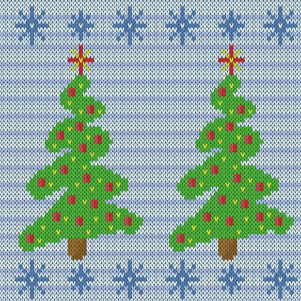 Noel ağacı ile Seamless Modeli Örgü — Stok Vektör