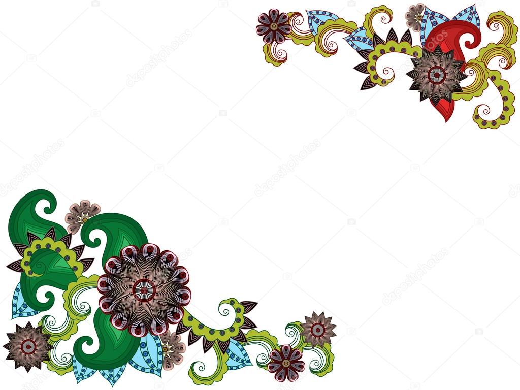 Cartolina d auguri floreale con bei fiori stilizzati colorati e decorazione quilling disegno a mano — Vettoriali di natreal