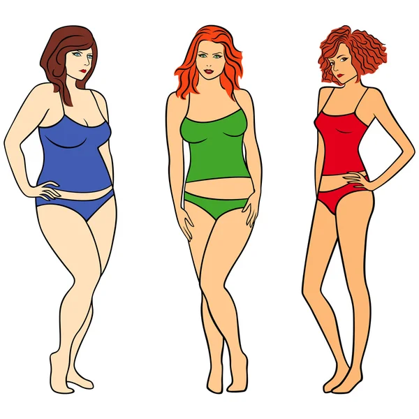 Femmes avec des chiffres différents — Image vectorielle