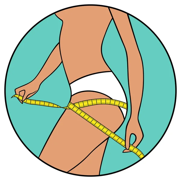 Fille mesure la taille de ses cuisses — Image vectorielle