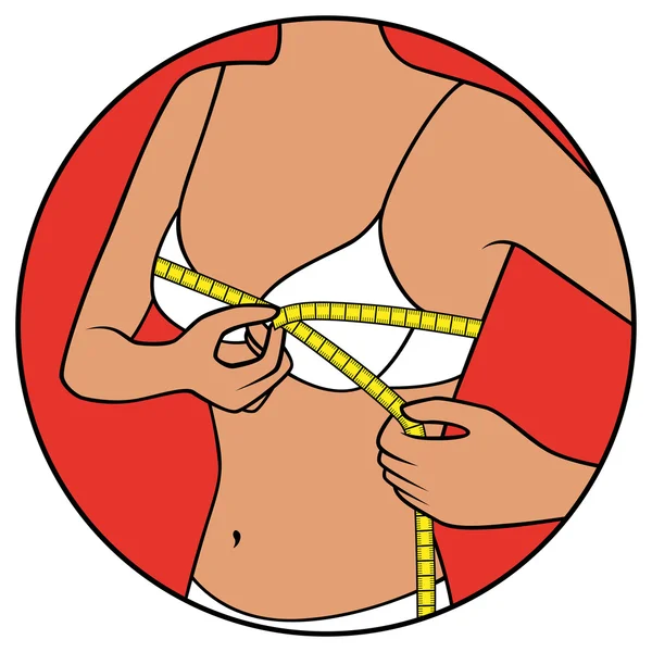 Slim girl tape la taille de sa poitrine — Image vectorielle
