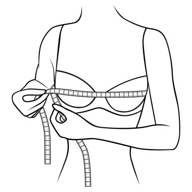 Girl measuring the size of her chest clipart
