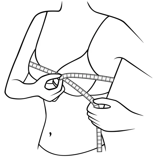 Femme mesurant la taille de sa poitrine — Image vectorielle