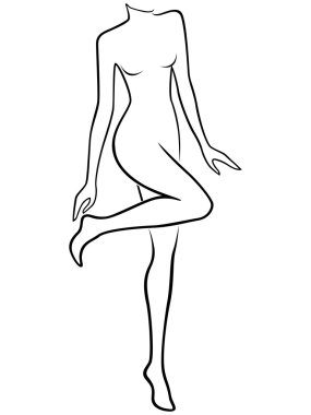 Graceful woman touches her heel clipart