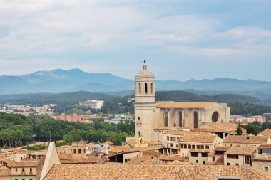 View over the old center of Girona, Catalonia clipart