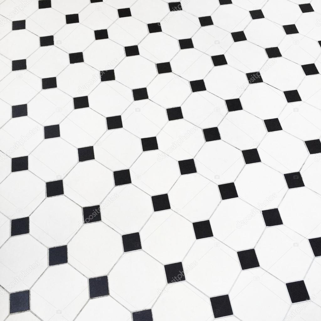 Black and white ceramic tiles floor