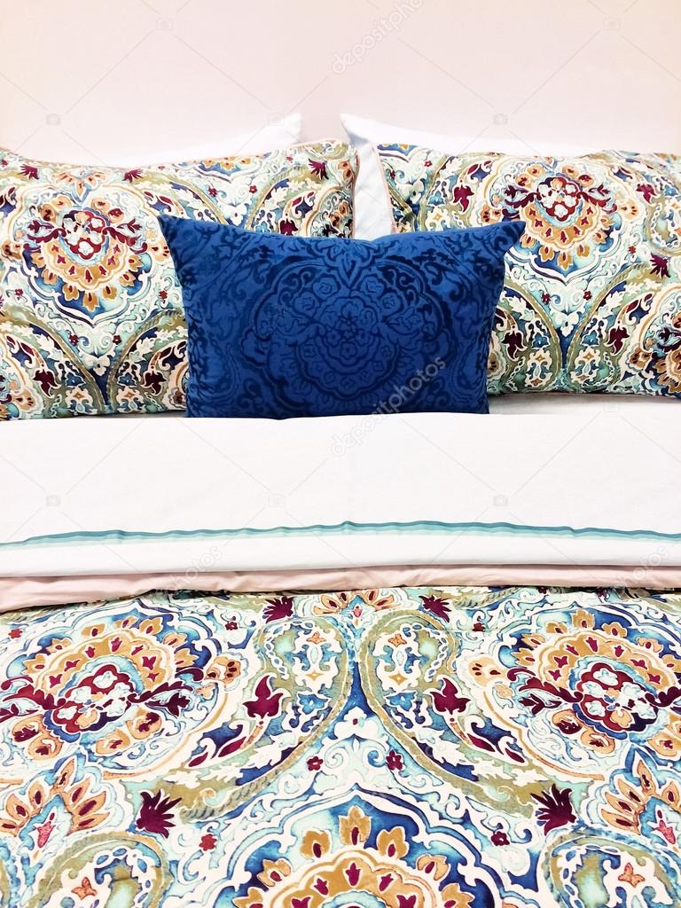 Colorful bed linen with floral design