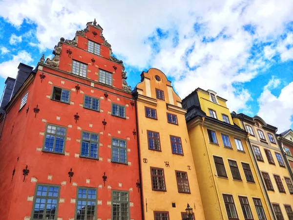 Színes épületek a Gamla Stan, Stockholm — Stock Fotó