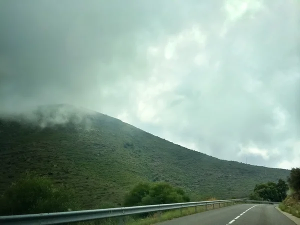 Cloudy highway in the mountains of Catalonia — Stock Photo, Image