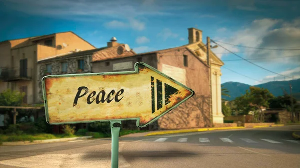 Rua Assine Direção Caminho Para Paz — Fotografia de Stock